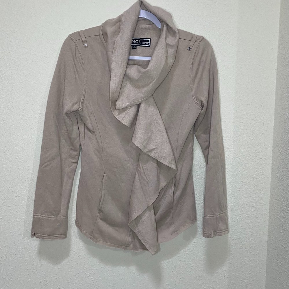 BNCI by Blanc Noir tan layered sweater coat S
